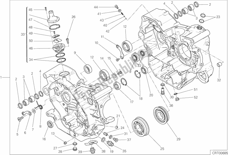 All parts for the Complete Half-crankcases Pair of the Ducati Scrambler Flat Track Thailand USA 803 2017